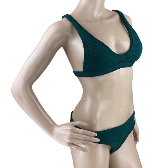 New Zaful Green 2 Piece Padded Swim Top Brazilian Thong Bottom Swimsuit US 6/M - Picture 5 of 9